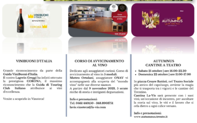 Corso avvicinamento al vino – Cantina Lavis dal 9 novembre per 5 serate, e….
